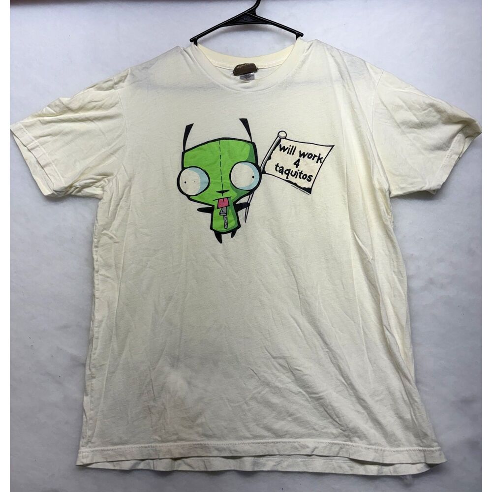 Vintage 2006 Invader Zim Gir Will Work 4 Taquitos T-Shirt Size L white